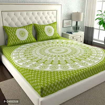 Comfortable Cotton Printed 1 Double Bedsheet With 2 Pillow Cover-thumb0