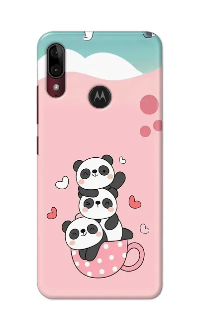 Classic Designer Printed Hard Case Pandas In Cup Back Cover Compatible With Moto E6S, Moto E6 Plus