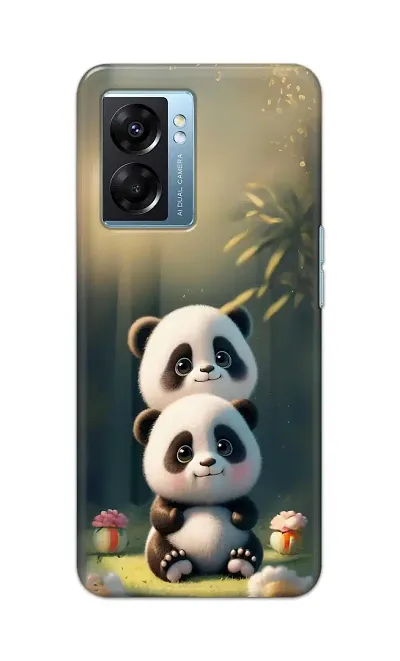 Classic Designer Printed Hard Case Dual Panda Back Cover Compatible With Oppo K10 5G