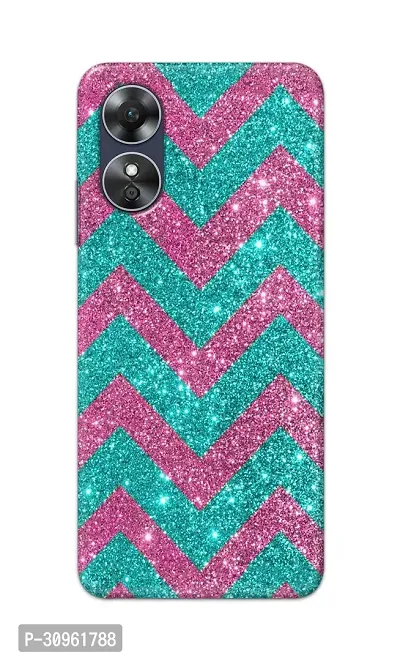 Classic Designer Printed Hard Case Glitter Blue Pink Back Cover Compatible With Oppo A17