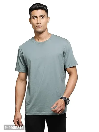 Reliable Grey Cotton Solid Round Neck Tees For Men-thumb0