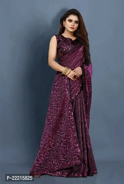 Generic Women's Lycra Blend Saree (Mehdi,5-6Mtrs)