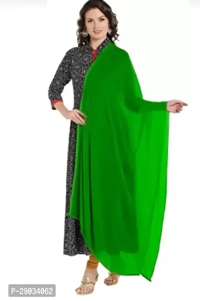 Elite Green Linen Solid Dupattas For Women