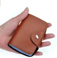 Men and Women Slim Synthetic Wallet Card Case/Card Holder with 12 Card Slots (Brown)-thumb3