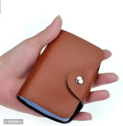 Men and Women Slim Synthetic Wallet Card Case/Card Holder with 12 Card Slots (Brown)-thumb4