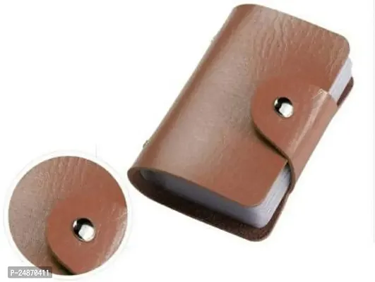 Men and Women Slim Synthetic Wallet Card Case/Card Holder with 12 Card Slots (Brown)-thumb5