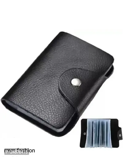 Men and Women Slim Synthetic Wallet Card Case/Card Holder with 12 Card Slots (Black)
