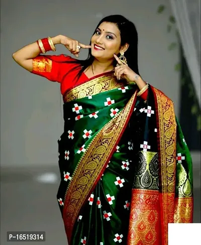 Banarasi satin silk saree with sambhalpuri embroidery work-thumb0