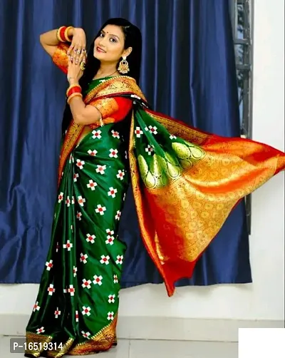 Banarasi satin silk saree with sambhalpuri embroidery work-thumb2