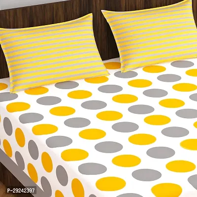 110TC Printed Double Bed Bedsheet,100% Pure Cotton Bedsheet for Double Bed with 2 Pillow Covers, 90Inchx100Inch Multicolor-thumb3