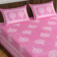 110TC Sanganeri Printed Double Bed Bedsheet Cotton with 2 Pillow Covers, 90Inch x100Inch-thumb1