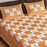 110TC Sanganeri Printed Double Bed Bedsheet Cotton with 2 Pillow Covers, 90Inch x100Inch-thumb1