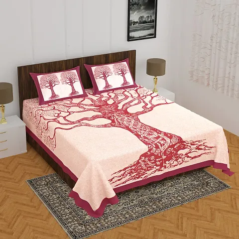 Printed Cotton Double Bedsheet with 2 Pillow Cover