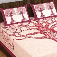 110TC Sanganeri Printed Double Bed Bedsheet Cotton with 2 Pillow Covers, 90Inch x100Inch-thumb2