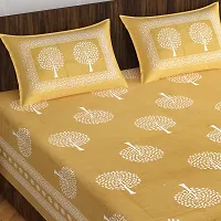 110TC Sanganeri Printed Double Bed Bedsheet Cotton with 2 Pillow Covers, 90Inch x100Inch-thumb3