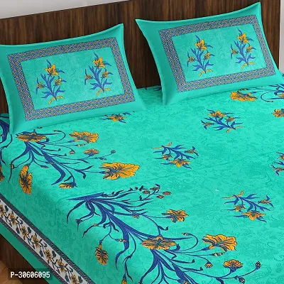 110TC Sanganeri Printed Double Bed Bedsheet Cotton with 2 Pillow Covers, 90Inch x100Inch-thumb3