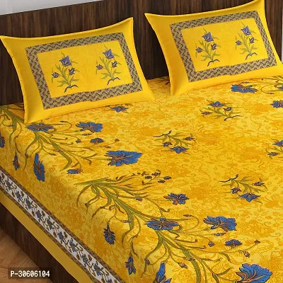 110TC Sanganeri Printed Double Bed Bedsheet Cotton with 2 Pillow Covers, 90Inch x100Inch-thumb3