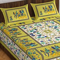 110TC Sanganeri Printed Double Bed Bedsheet Cotton with 2 Pillow Covers, 90Inch x100Inch-thumb1