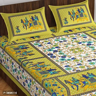 110TC Sanganeri Printed Double Bed Bedsheet Cotton with 2 Pillow Covers, 90Inch x100Inch-thumb2