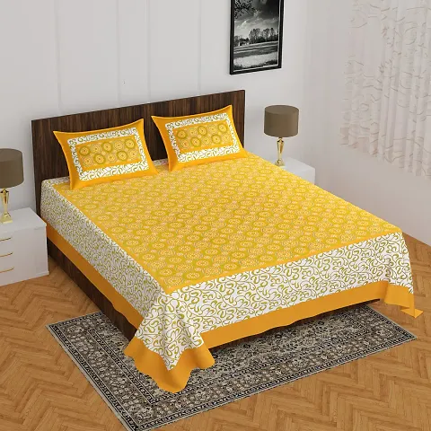 Printed Cotton Double Bedsheet with 2 Pillow Cover