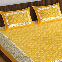 110TC Sanganeri Printed Double Bed Bedsheet Cotton with 2 Pillow Covers, 90Inch x100Inch-thumb2