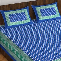 110TC Sanganeri Printed Double Bed Bedsheet Cotton with 2 Pillow Covers, 90Inch x100Inch-thumb2