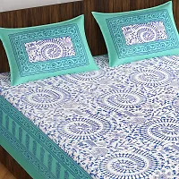 110TC Sanganeri Printed Double Bed Bedsheet Cotton with 2 Pillow Covers, 90Inch x100Inch-thumb2