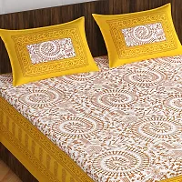 110TC Sanganeri Printed Double Bed Bedsheet Cotton with 2 Pillow Covers, 90Inch x100Inch-thumb2