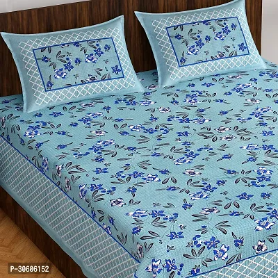 110TC Sanganeri Printed Double Bed Bedsheet Cotton with 2 Pillow Covers, 90Inch x100Inch-thumb4