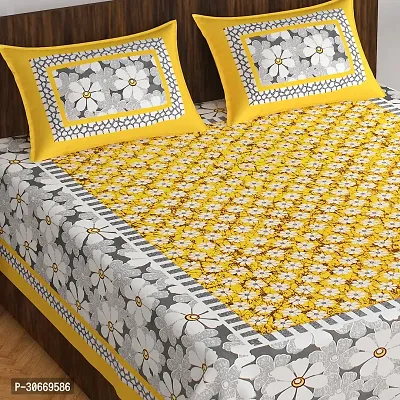 Trendy Printed Double Bed Bedsheet,100% Pure Cotton Bedsheet with 2 Pillow Covers, 90Inchx100Inch-thumb2