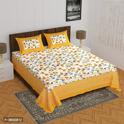 Trendy Printed Double Bed Bedsheet,100% Pure Cotton Bedsheet with 2 Pillow Covers, 90Inchx100Inch