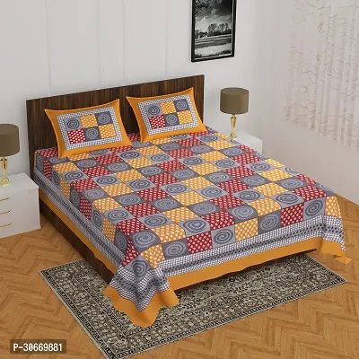 Trendy Printed Double Bed Bedsheet,100% Pure Cotton Bedsheet with 2 Pillow Covers, 90Inchx100Inch-thumb0