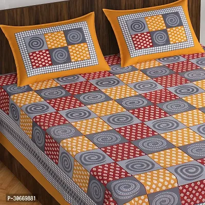 Trendy Printed Double Bed Bedsheet,100% Pure Cotton Bedsheet with 2 Pillow Covers, 90Inchx100Inch-thumb3