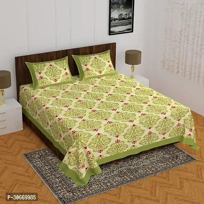 Trendy Printed Double Bed Bedsheet,100% Pure Cotton Bedsheet with 2 Pillow Covers, 90Inchx100Inch-thumb0