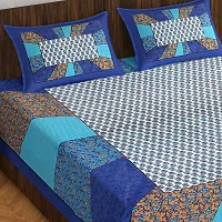 110TC Sanganeri Printed Double Bed Bedsheet,100% Pure Cotton Bedsheet for Double Bed with 2 Pillow Covers, 90Inchx100Inch-thumb1