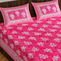 110TC Sanganeri Printed Double Bed Bedsheet,100% Pure Cotton Bedsheet for Double Bed with 2 Pillow Covers, 90Inchx100Inch-thumb1