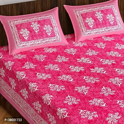 110TC Sanganeri Printed Double Bed Bedsheet,100% Pure Cotton Bedsheet for Double Bed with 2 Pillow Covers, 90Inchx100Inch-thumb2