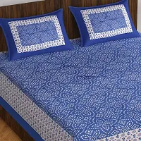 110TC Sanganeri Printed Double Bed Bedsheet,100% Pure Cotton Bedsheet for Double Bed with 2 Pillow Covers, 90Inchx100Inch-thumb1