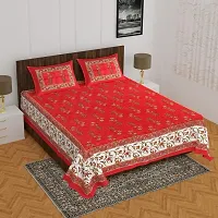 110TC Sanganeri Printed Double Bed Bedsheet,100% Pure Cotton Bedsheet for Double Bed with 2 Pillow Covers, 90Inchx100Inch-thumb3