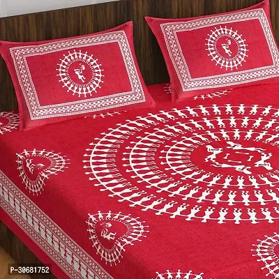 110TC Sanganeri Printed Double Bed Bedsheet,100% Pure Cotton Bedsheet for Double Bed with 2 Pillow Covers, 90Inchx100Inch