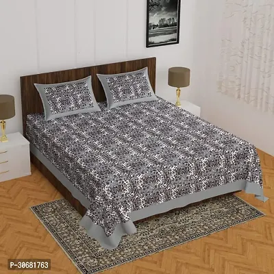 110TC Sanganeri Printed Double Bed Bedsheet,100% Pure Cotton Bedsheet for Double Bed with 2 Pillow Covers, 90Inchx100Inch