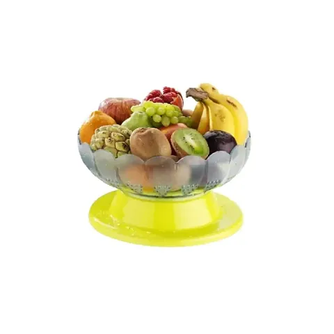 Gediya's Plastic Revolving Fruit Basket (Yellow)