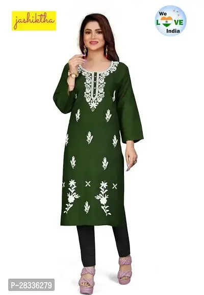 Stylish Green Rayon Stitched Kurta For women