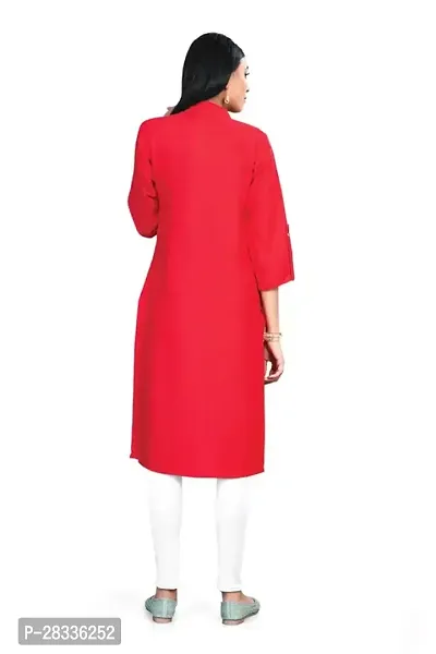 Stylish Red Rayon Stitched Kurta For women-thumb2