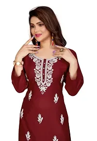 Stylish Maroon Rayon Stitched Kurta For women-thumb3