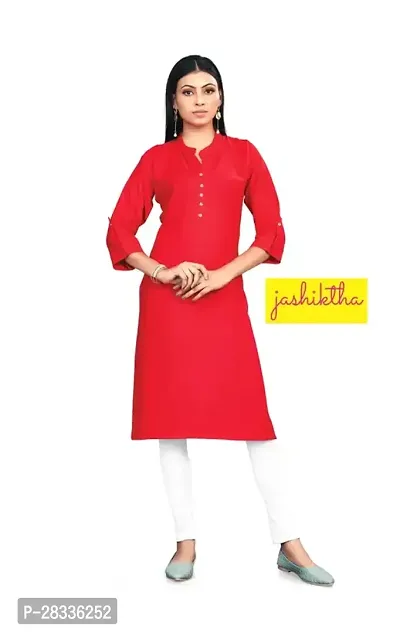 Stylish Red Rayon Stitched Kurta For women-thumb0