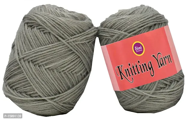 SIMI ENTERPRISE 100% Acrylic Wool Steel Grey 100 GMS Wool Ball Hand Knitting Wool / Art Craft Soft Fingering Crochet Hook Yarn, Needle Knitting Yarn Thread Dyed-WB Art-AGI-thumb0