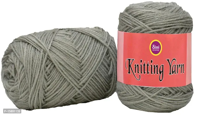 SIMI ENTERPRISE 100% Acrylic Wool Steel Grey 100 GMS Wool Ball Hand Knitting Wool / Art Craft Soft Fingering Crochet Hook Yarn, Needle Knitting Yarn Thread Dyed-WB Art-AGI-thumb2