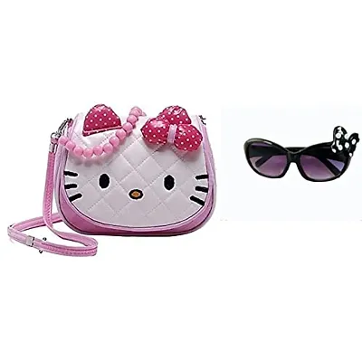 Sanjis Enterprise Combo Of Cartoon Crossbody Hand Purse for Girls Kids Toddler Mini Cute Handbags Shoulder Messenger Phone Purse Wallet Sling Bag and 1 sunglass (Pack Of 2)
