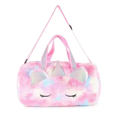 Fur Cute Cartoon Duffel Bag Handbag Fur Overnight Weekender Travel Bag  Fancy Tote Picnic Dance Class Bag for Small Girls